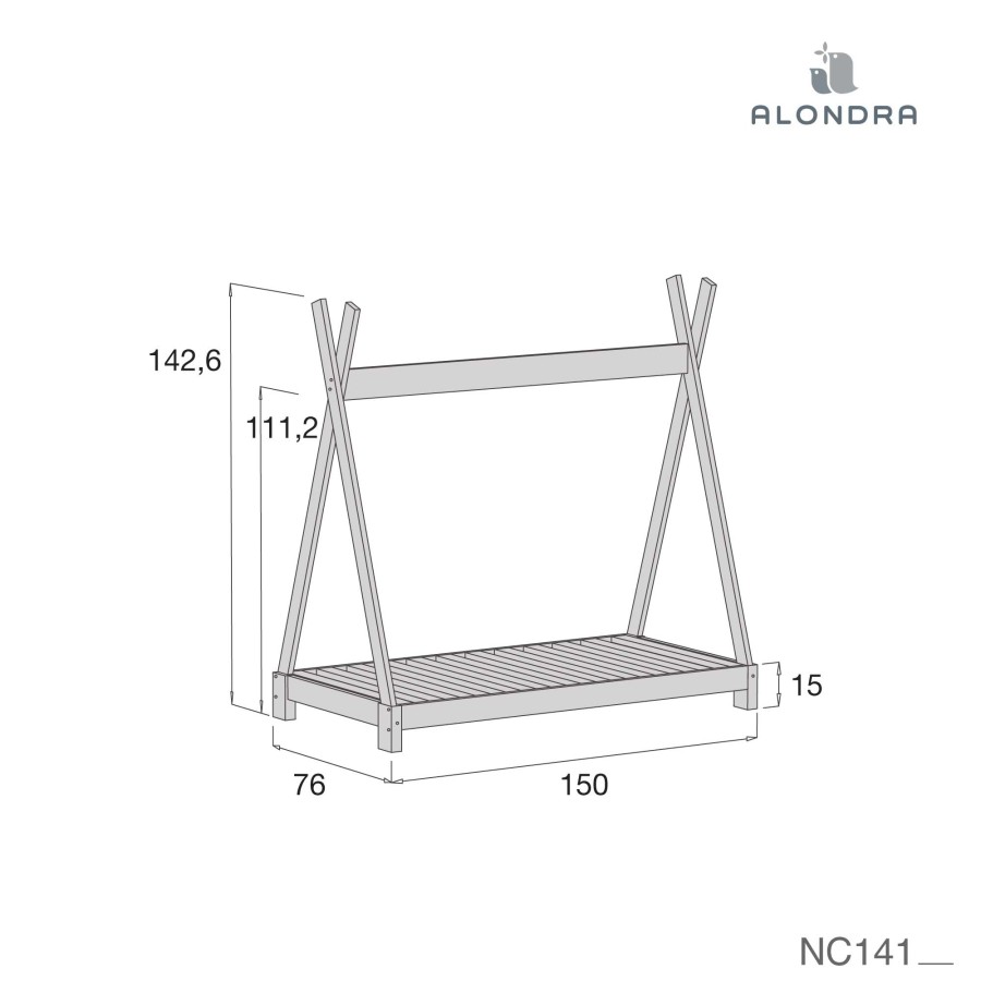 Montessori Alondra | Montessori Bed Frame Indy Grey 70X140 · Nc141-M69 Default Title