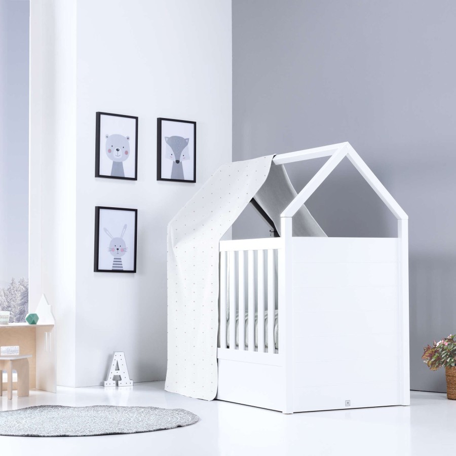 Baby Cots Alondra | White Montessori House Cot And Teepee Tent Bed (5In1) 70X140 Auna Galaxy