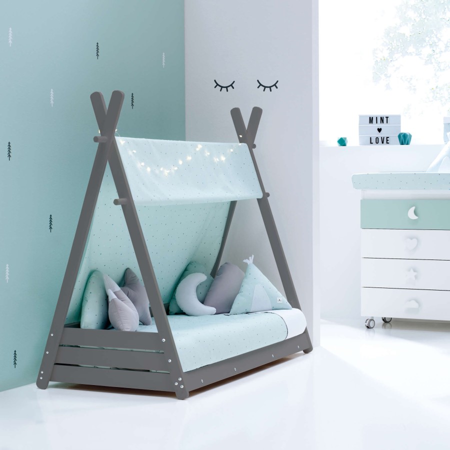 Montessori Alondra | Montessori Baby Bed 70X140Cm Homy Grey Mint