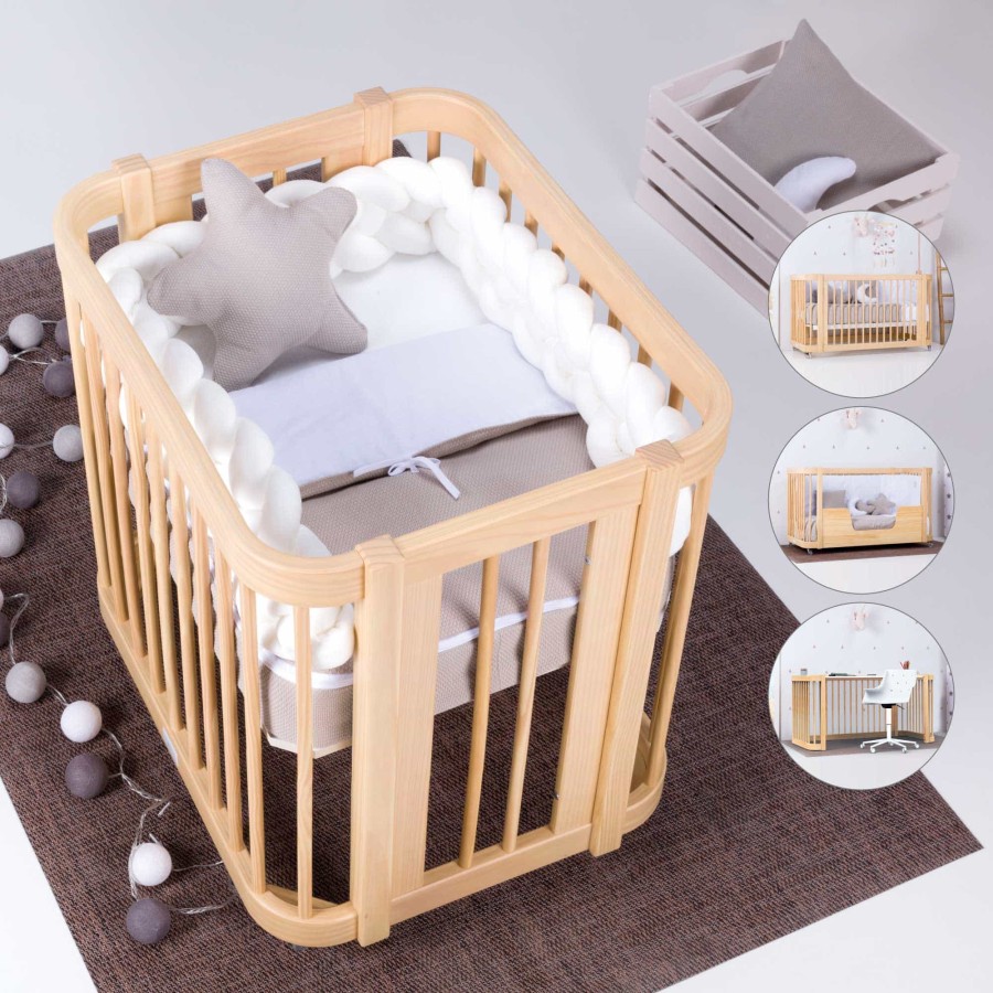 Baby Cribs Alondra | Crib, Cot And Bed All-In-One (4In1) Crea Tre Nomad 60X80 And 70X140 - C301