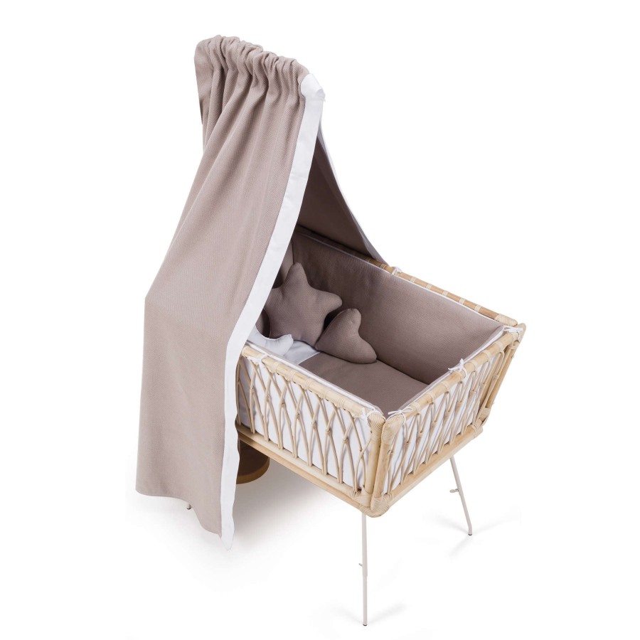 Baby Cribs Alondra | Canopy In Blue Denim Fabric For Rattan Cot/Crib · 661 121 Alba Blu