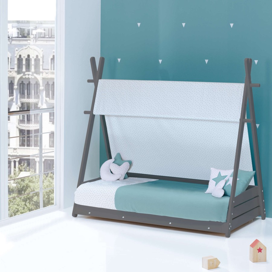 Montessori Alondra | Montessori Kids Bed Homy-Xl Grey 90X200Cm - 181 Mare