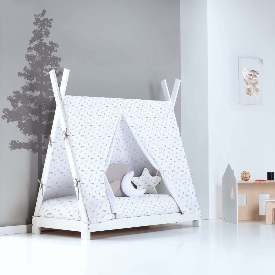 Montessori Alondra | Cama-Tipi Montessori 70X140 Cm Con Textil Taiga · Indy