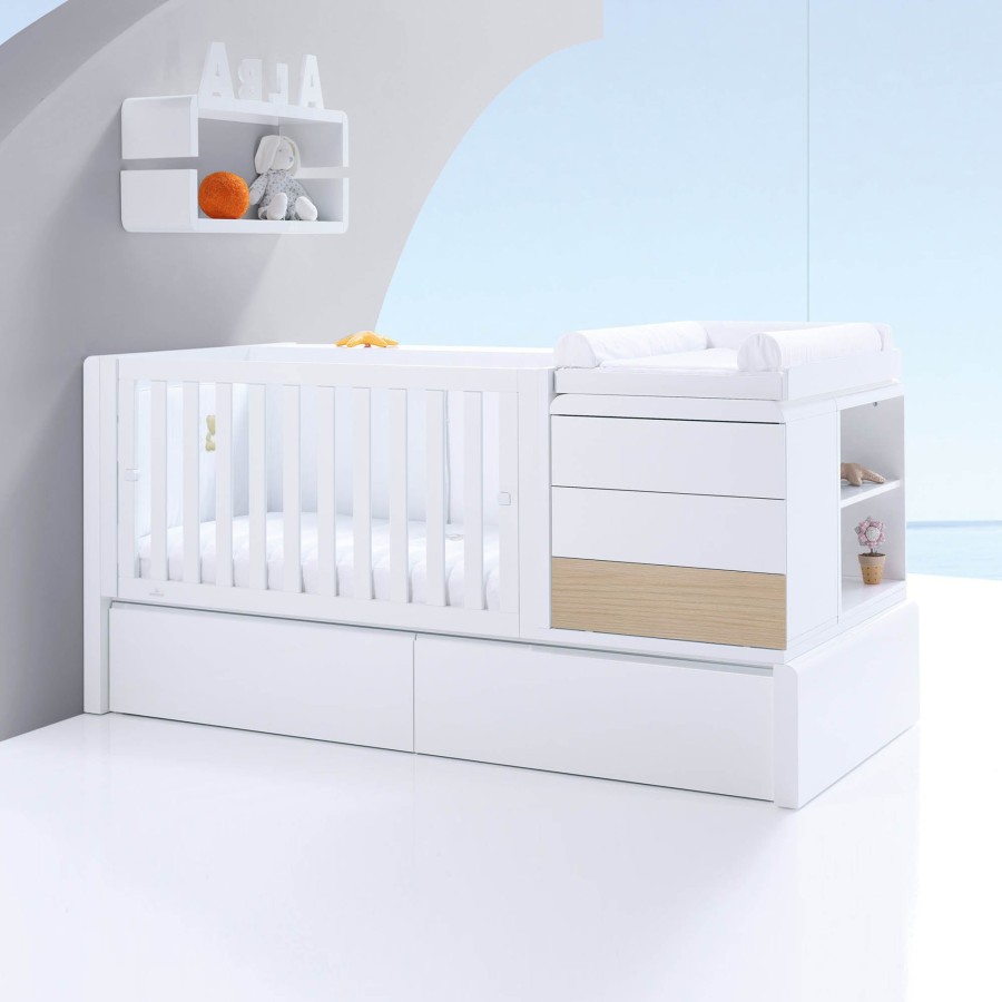 Baby Cots Alondra | Premium Kurve Convertible Crib · Nature (Dropside On The Left) · K417 Natural Oak