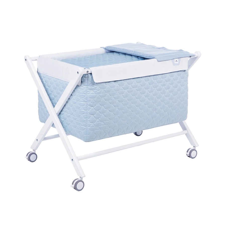 Baby Cribs Alondra | Blue Baby Crib With Wheels · 670-151 Navio Celeste