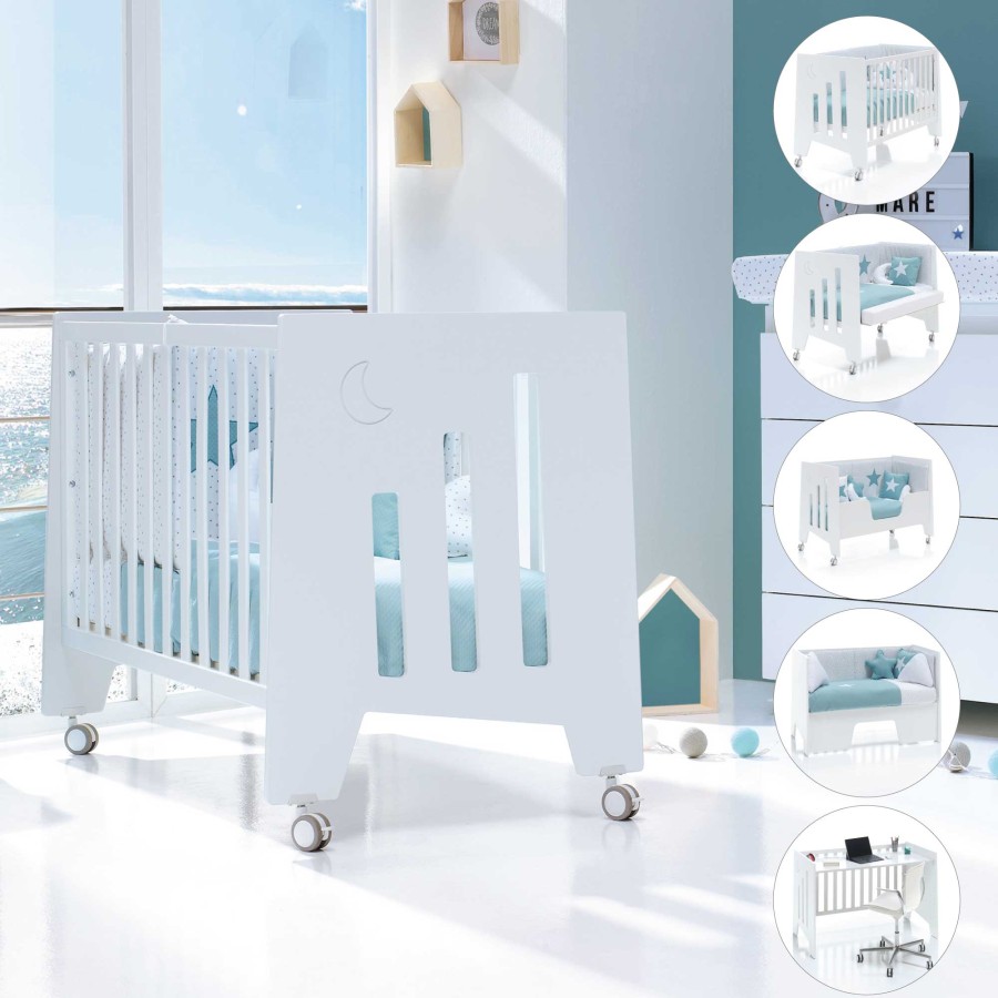 Baby Cots Alondra | Cot And Desk 60X120Cm 5 Stages Omni White · C181-M7700