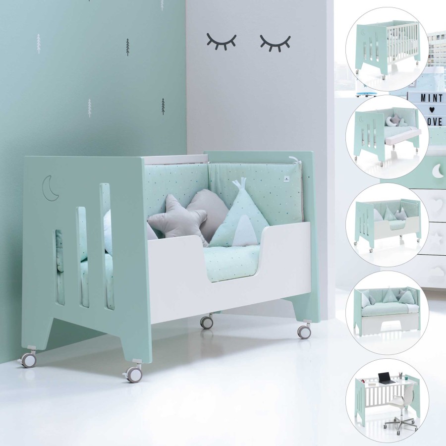 Baby Cots Alondra | Cot And Desk 60X120Cm 5 Stages Omni Mint · C181-M7755