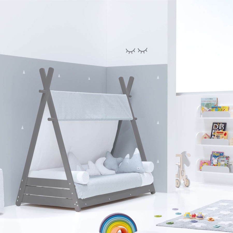 Montessori Alondra | Montessori Kids Bed Homy-Xl Grey 90X200Cm - 114 Galaxy