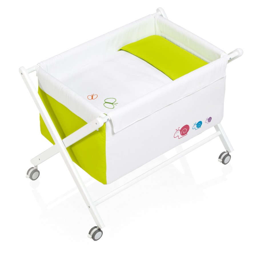 Baby Cribs Alondra | White And Green Sissor Baby Crib · 670-251 251 Verde