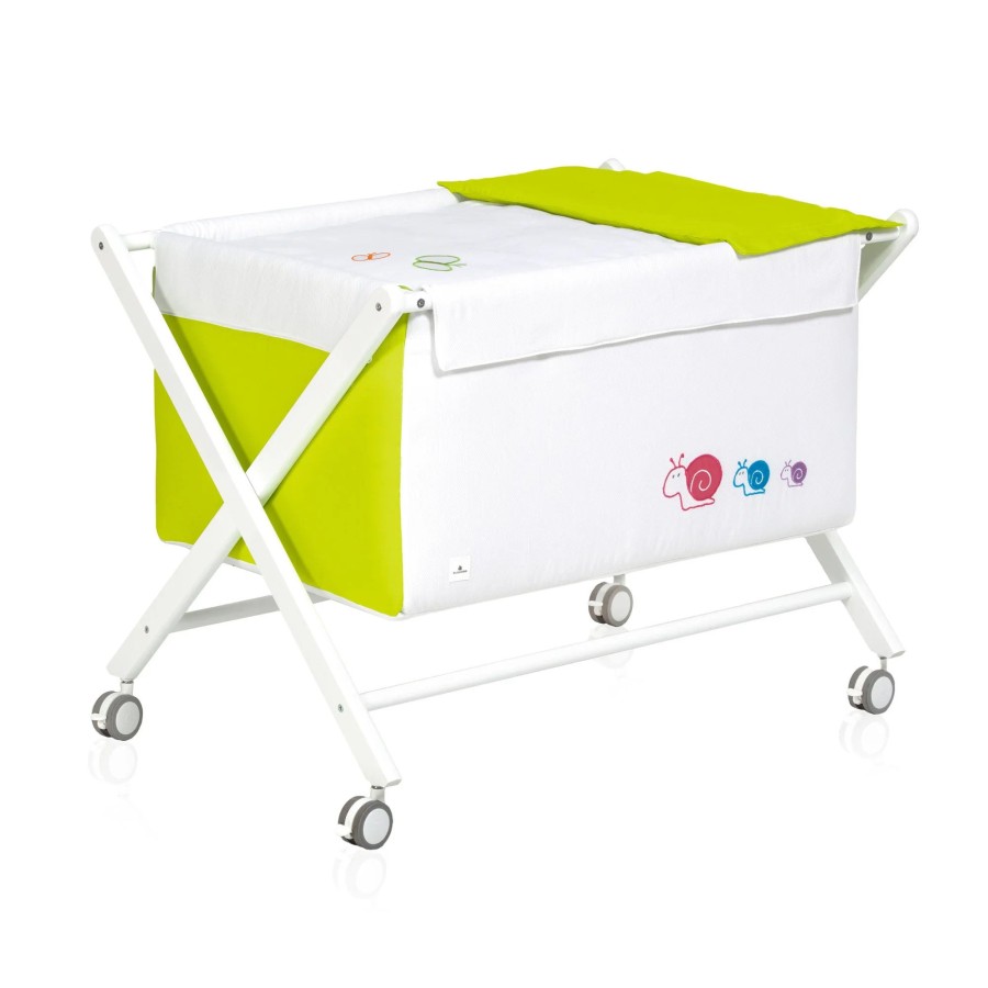 Baby Cribs Alondra | White And Green Sissor Baby Crib · 670-251 251 Verde