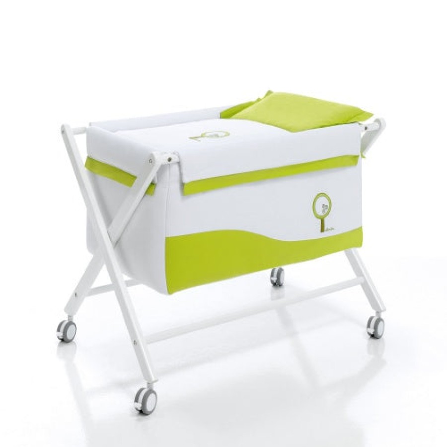 Baby Cribs Alondra | Scissor Baby Crib With Complete Textile In 670-L54 Green