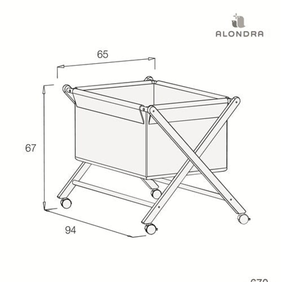 Baby Cribs Alondra | Scissor Baby Crib With Complete Textile In 670-L54 Green