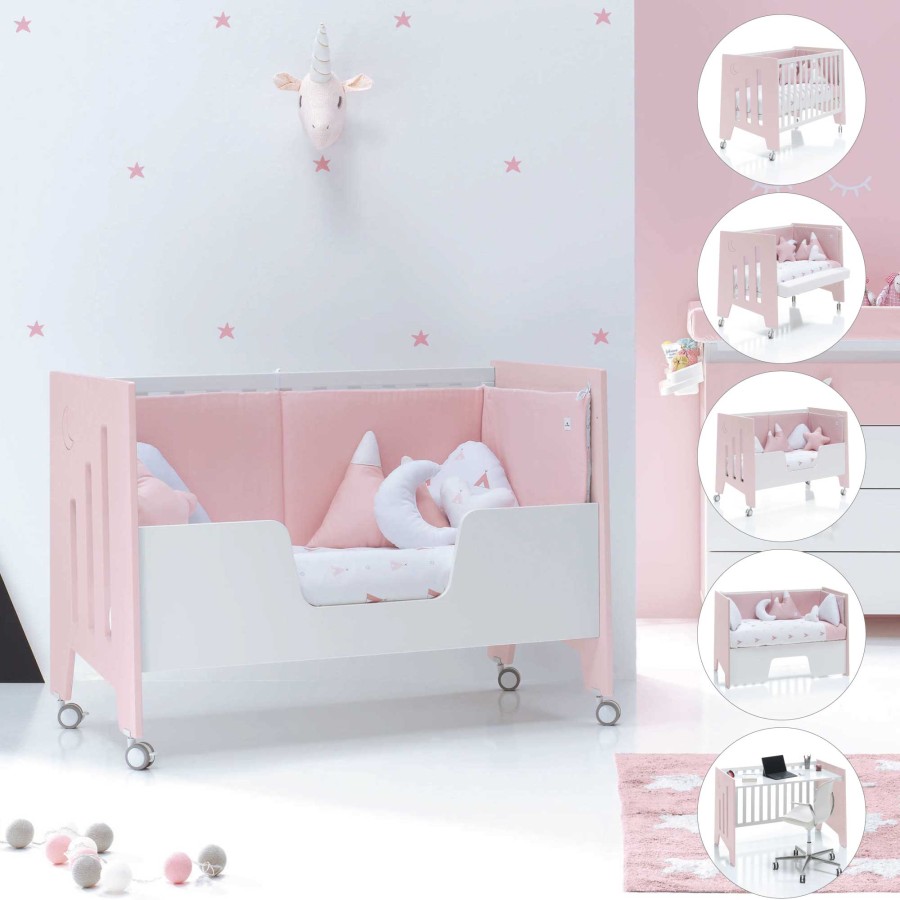 Baby Cots Alondra | Cot And Desk 60X120Cm 5 Stages Omni Pink · C181-M7742