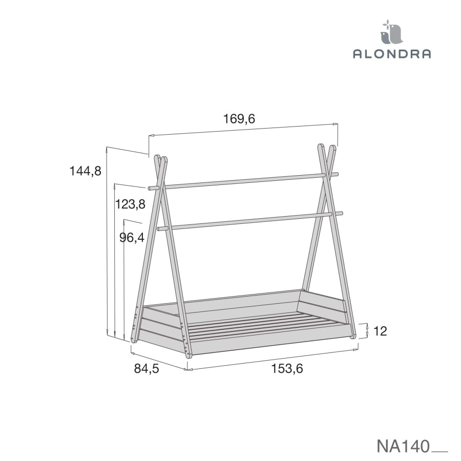 Montessori Alondra | Montessori Bed Frame Homy Grey 70X140 · Na140-M69 Default Title