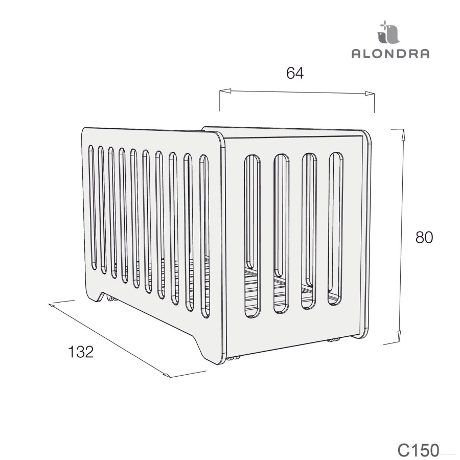 Baby Cots Alondra | Cot 60X120 With Multi-Position Base Gloss Finish · C150 White
