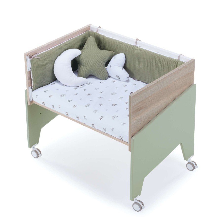 Baby Cribs Alondra | Wooden & Olive-Green Co-Sleeping Crib 50X80 Equo Life · C17-M9456